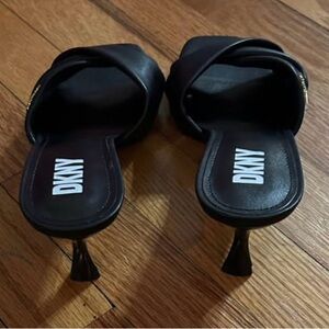 DKNY Black Heeled Mules